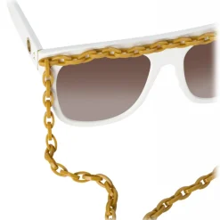 Linda Farrow Sunglasses-- Dakota Flat Top Sunglasses in White - LFL1304C3SUN - Eyewear - Avvenice