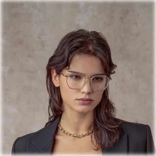 Linda Farrow Sunglasses-- Danilo Angular Optical Glasses in Rose Gold - LFL1246C3OPT - Eyewear - Avvenice