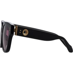 Linda Farrow Sunglasses-- Deni D-Frame Sunglasses in Black Plum - LFL1243C3SUN - Eyewear - Avvenice