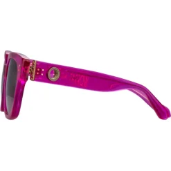 Linda Farrow Sunglasses-- Deni D-Frame Sunglasses in Fuchsia - LFL1243C6SUN - Eyewear - Avvenice