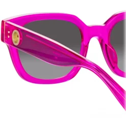 Linda Farrow Sunglasses-- Deni D-Frame Sunglasses in Fuchsia - LFL1243C6SUN - Eyewear - Avvenice