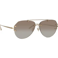 Linda Farrow Sunglasses-- Duit Aviator Sunglasses in Light Gold - LFL1266C3SUN - Eyewear - Avvenice
