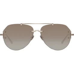 Linda Farrow Sunglasses-- Duit Aviator Sunglasses in Light Gold - LFL1266C3SUN - Eyewear - Avvenice