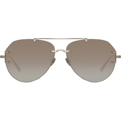 Linda Farrow Sunglasses-- Duit Aviator Sunglasses in Light Gold - LFL1266C3SUN - Eyewear - Avvenice
