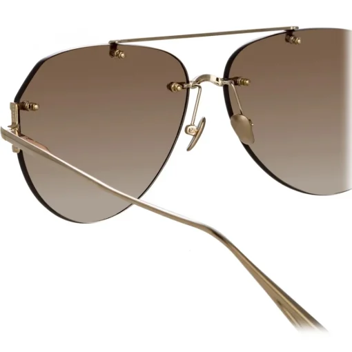 Linda Farrow Sunglasses-- Duit Aviator Sunglasses in Light Gold - LFL1266C3SUN - Eyewear - Avvenice