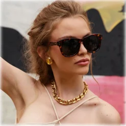 Linda Farrow Sunglasses-- Edson D-Frame Sunglasses in Tortoiseshell - LFL1385C4SUN - Eyewear - Avvenice
