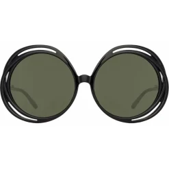 Linda Farrow Sunglasses-- Ellen Round Sunglasses in Black - LFL1172C1SUN - Eyewear - Avvenice