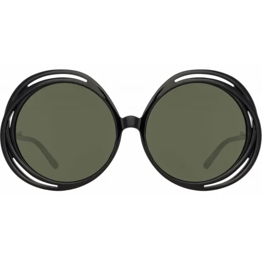 Linda Farrow Sunglasses-- Ellen Round Sunglasses in Black - LFL1172C1SUN - Eyewear - Avvenice