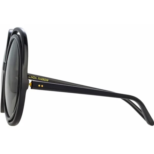 Linda Farrow Sunglasses-- Ellen Round Sunglasses in Black - LFL1172C1SUN - Eyewear - Avvenice