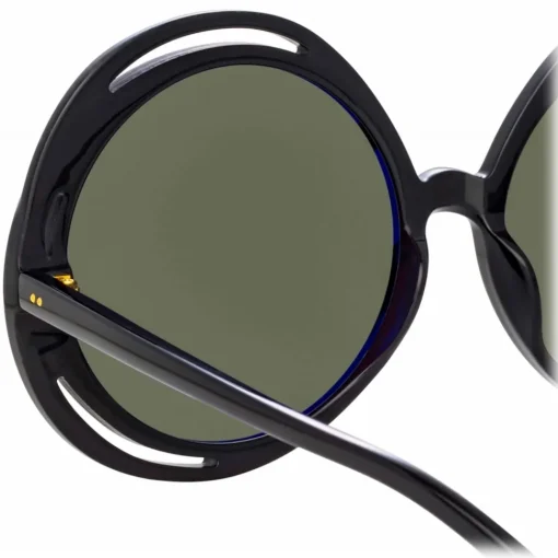 Linda Farrow Sunglasses-- Ellen Round Sunglasses in Black - LFL1172C1SUN - Eyewear - Avvenice