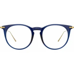 Linda Farrow Sunglasses-- Ellis A Oval Optical Glasses in Navy - LF54AC3OPT - Eyewear - Avvenice