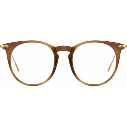Linda Farrow Sunglasses-- Ellis Oval Optical Glasses in Horn - Eyewear - Avvenice