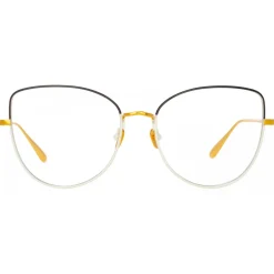 Linda Farrow Sunglasses-- Eloise Cat Eye Optical Glasses in Mocha Light Gold - LFL1336C6OPT - Eyewear - Avvenice