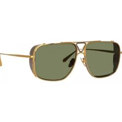 Linda Farrow Sunglasses-- Enzo Aviator Sunglasses in Yellow Gold - LFL1393C1SUN - Eyewear - Avvenice