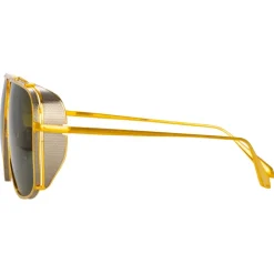 Linda Farrow Sunglasses-- Enzo Aviator Sunglasses in Yellow Gold - LFL1393C1SUN - Eyewear - Avvenice
