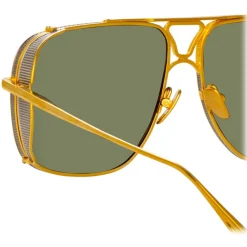 Linda Farrow Sunglasses-- Enzo Aviator Sunglasses in Yellow Gold - LFL1393C1SUN - Eyewear - Avvenice