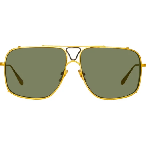 Linda Farrow Sunglasses-- Enzo Aviator Sunglasses in Yellow Gold - LFL1393C1SUN - Eyewear - Avvenice