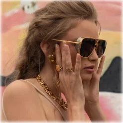 Linda Farrow Sunglasses-- Enzo Aviator Sunglasses in Yellow Gold - LFL1393C1SUN - Eyewear - Avvenice