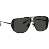 Linda Farrow Sunglasses-- Enzo Aviator Sunglasses in Matt Nickel and Grey - LFL1393C3SUN - Eyewear - Avvenice