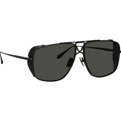 Linda Farrow Sunglasses-- Enzo Aviator Sunglasses in Matt Nickel and Grey - LFL1393C3SUN - Eyewear - Avvenice
