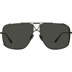 Linda Farrow Sunglasses-- Enzo Aviator Sunglasses in Matt Nickel and Grey - LFL1393C3SUN - Eyewear - Avvenice