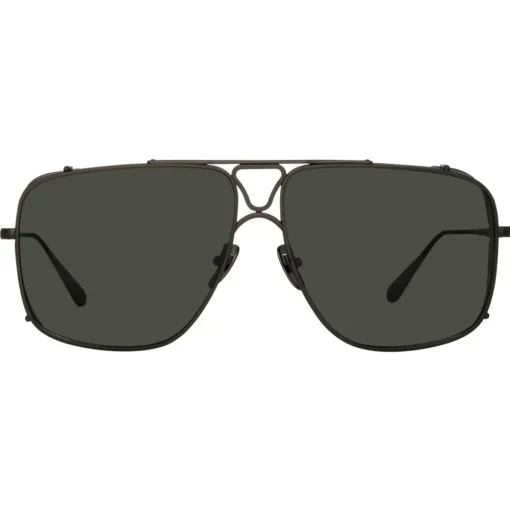 Linda Farrow Sunglasses-- Enzo Aviator Sunglasses in Matt Nickel and Grey - LFL1393C3SUN - Eyewear - Avvenice