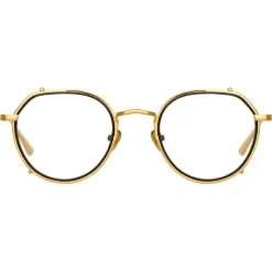Linda Farrow Sunglasses-- Falcon Angular Optical Glasses in Yellow Gold - LFL1387C1OPT - Eyewear - Avvenice