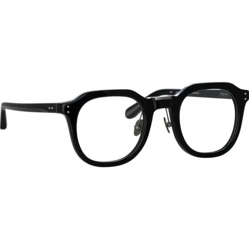 Linda Farrow Sunglasses-- Fletcher Angular Optical Frame in Black and Nickel - LFL1103C14OPT - Eyewear - Avvenice