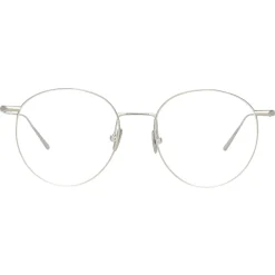 Linda Farrow Sunglasses-- Foster Oval Optical Glasses in White Gold - LF34C2OPT - Eyewear - Avvenice