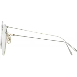 Linda Farrow Sunglasses-- Foster Oval Optical Glasses in White Gold - LF34C2OPT - Eyewear - Avvenice