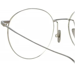 Linda Farrow Sunglasses-- Foster Oval Optical Glasses in White Gold - LF34C2OPT - Eyewear - Avvenice