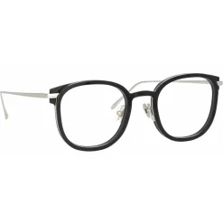 Linda Farrow Sunglasses-- Fraser Square Optical Glasses in Black White Gold - LFL1184C2OPT - Eyewear - Avvenice