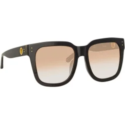 Linda Farrow Sunglasses-- Freya D-Frame Sunglasses in Camel Black - LFL1175C7SUN - Eyewear - Avvenice