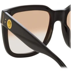 Linda Farrow Sunglasses-- Freya D-Frame Sunglasses in Camel Black - LFL1175C7SUN - Eyewear - Avvenice