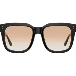 Linda Farrow Sunglasses-- Freya D-Frame Sunglasses in Camel Black - LFL1175C7SUN - Eyewear - Avvenice