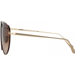 Linda Farrow Sunglasses-- Gabriel Oversized Sunglasses in Light Gold - LFL1391C2SUN - Eyewear - Avvenice