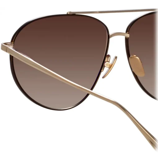 Linda Farrow Sunglasses-- Gabriel Oversized Sunglasses in Light Gold - LFL1391C2SUN - Eyewear - Avvenice