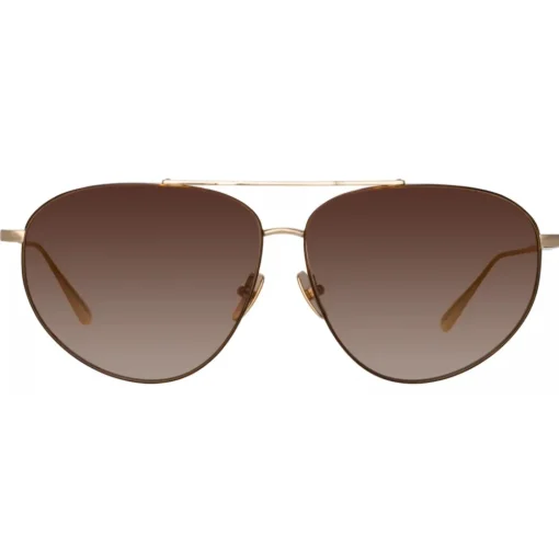 Linda Farrow Sunglasses-- Gabriel Oversized Sunglasses in Light Gold - LFL1391C2SUN - Eyewear - Avvenice
