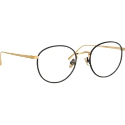 Linda Farrow Sunglasses-- Harrison Oval Optical Glasses in Black Light Gold - LFL940C3OPT - Eyewear - Avvenice