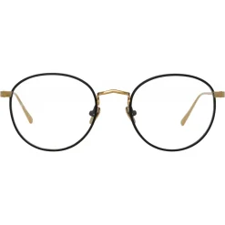 Linda Farrow Sunglasses-- Harrison Oval Optical Glasses in Black Light Gold - LFL940C3OPT - Eyewear - Avvenice