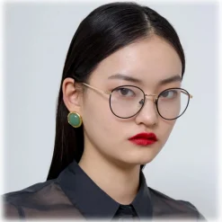 Linda Farrow Sunglasses-- Harrison Oval Optical Glasses in Black Light Gold - LFL940C3OPT - Eyewear - Avvenice