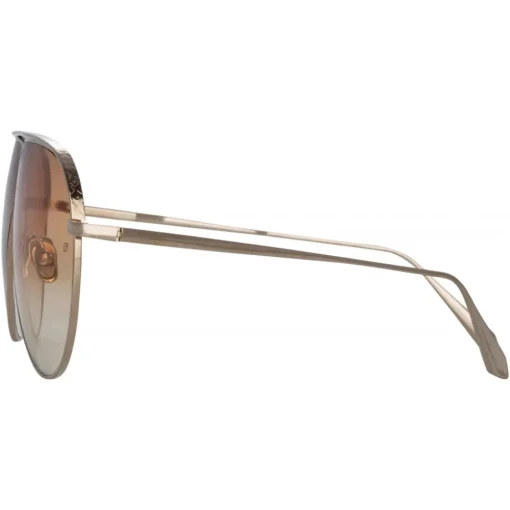 Linda Farrow Sunglasses-- Hura Aviator Sunglasses in Light Gold - LFL1263C3SUN - Eyewear - Avvenice