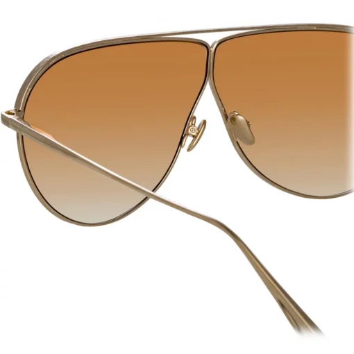 Linda Farrow Sunglasses-- Hura Aviator Sunglasses in Light Gold - LFL1263C3SUN - Eyewear - Avvenice