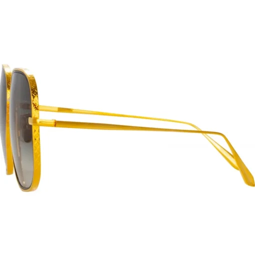 Linda Farrow Sunglasses-- Juliana Oversized Sunglasses in Yellow Gold - LFL1394C2SUN  - Eyewear - Avvenice