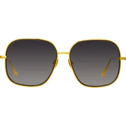 Linda Farrow Sunglasses-- Juliana Oversized Sunglasses in Yellow Gold - LFL1394C2SUN  - Eyewear - Avvenice