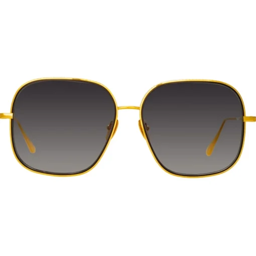 Linda Farrow Sunglasses-- Juliana Oversized Sunglasses in Yellow Gold - LFL1394C2SUN  - Eyewear - Avvenice