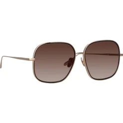 Linda Farrow Sunglasses-- Juliana Oversized Sunglasses in Light Gold - LFL1394C1SUN - Eyewear - Avvenice