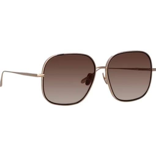 Linda Farrow Sunglasses-- Juliana Oversized Sunglasses in Light Gold - LFL1394C1SUN - Eyewear - Avvenice