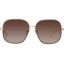 Linda Farrow Sunglasses-- Juliana Oversized Sunglasses in Light Gold - LFL1394C1SUN - Eyewear - Avvenice