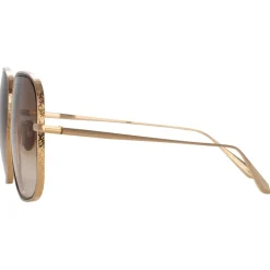 Linda Farrow Sunglasses-- Juliana Oversized Sunglasses in Light Gold - LFL1394C1SUN - Eyewear - Avvenice